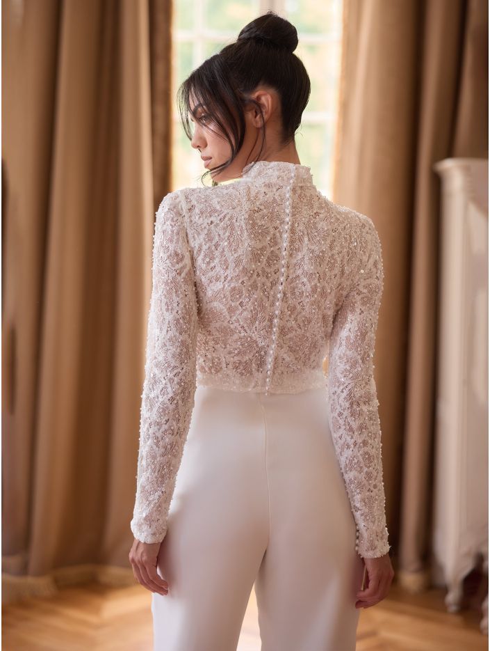 Standesamt Oberteil mit Spitze und Glitzer Standesamt Oberteil mit Spitze und Glitzer